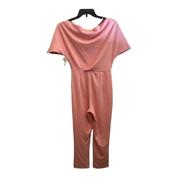 Alexia ADMOR Draped One-Shoulder Jumpsuit on pink blush - Picture 9 of 16